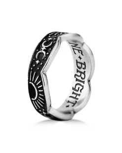 Moonrise Ring In Blackened Steel