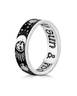 Sun And Moon Ring In Blackened Steel