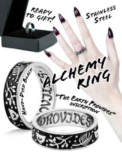 Alchemy Ring In Blackened Steel 16 Alchemy Ring In Blackened Steel -Rogue & Wolf Shop AlchemyRing Inforgraphic4x5 01copy