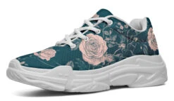 Teal Rose Romance Chunky Sneakers -Rogue & Wolf Shop ChunkySneakers TealRoseRomanceChunkySneakers 173 53362 Chunkysneakers WT STR2 RAW