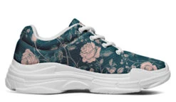 Teal Rose Romance Chunky Sneakers -Rogue & Wolf Shop ChunkySneakers TealRoseRomanceChunkySneakers 173 53362 Chunkysneakers WT STR3 RAW