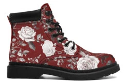 Red Rose Romance Classic Boots -Rogue & Wolf Shop ClassicBoots RedRoseRomanceClassicBoots 173 53647 Classicboots Blk STR3 NLB
