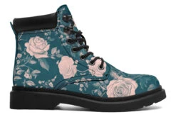 Teal Rose Romance Classic Boots -Rogue & Wolf Shop ClassicBoots TealRoseRomanceClassicBoots 173 53624 Classicboots Blk STR3 NLB