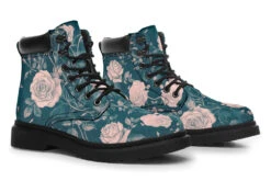 Teal Rose Romance Classic Boots -Rogue & Wolf Shop ClassicBoots TealRoseRomanceClassicBoots 173 53624 Classicboots Blk STR8 NLB