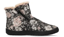 Vintage Peonies Comfy Winter Boots -Rogue & Wolf Shop ComfyWinterBoots VintagePeoniesComfyWinterBoots 173 37918 Comfywinterboots Blk STR3 NLB