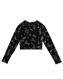 Nightshade Long Sleeve Crop Top -Rogue & Wolf Shop FloralCropTop 01