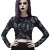 Nightshade Long Sleeve Crop Top -Rogue & Wolf Shop FloralCropTop 03