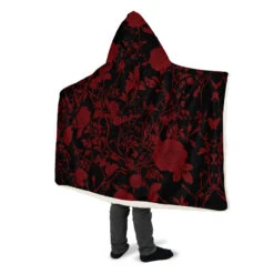 Blood Rose Romance Hooded Blanket -Rogue & Wolf Shop HoodedBlankets BloodRoseRomanceHoodedBlanket 173 28327 Hoodedblankets WT STR10 NLB