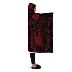 Blood Rose Romance Hooded Blanket -Rogue & Wolf Shop HoodedBlankets BloodRoseRomanceHoodedBlanket 173 28327 Hoodedblankets WT STR7 NLB