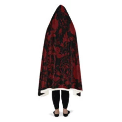 Blood Rose Romance Hooded Blanket -Rogue & Wolf Shop HoodedBlankets BloodRoseRomanceHoodedBlanket 173 28327 Hoodedblankets WT STR8 NLB