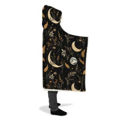 Moonlit Botanica Hooded Blanket -Rogue & Wolf Shop HoodedBlankets MoonlitBotanicaHoodedBlanket 173 28430 Hoodedblankets WT STR11 NLB