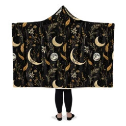 Moonlit Botanica Hooded Blanket -Rogue & Wolf Shop HoodedBlankets MoonlitBotanicaHoodedBlanket 173 28430 Hoodedblankets WT STR5 NLB