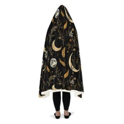 Moonlit Botanica Hooded Blanket -Rogue & Wolf Shop HoodedBlankets MoonlitBotanicaHoodedBlanket 173 28430 Hoodedblankets WT STR8 NLB