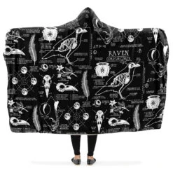Raven Study Hooded Blanket