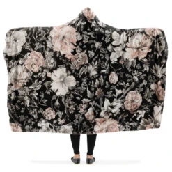 Vintage Peonies Hooded Blanket