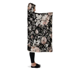 Vintage Peonies Hooded Blanket -Rogue & Wolf Shop HoodedBlankets VintagePeoniesHoodedBlanket 173 28436 Hoodedblankets WT STR7 NLB