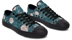 Teal Rose Romance Low Tops -Rogue & Wolf Shop LowTops TealRoseRomanceLowTops 173 52839 Lowtops RAW Blk STR5 NLB