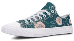 Teal Rose Romance Low Tops -Rogue & Wolf Shop LowTops TealRoseRomanceLowTops 173 52839 Lowtops RAW WT STR2 NLB