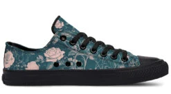Teal Rose Romance Low Tops -Rogue & Wolf Shop LowTops TealRoseRomanceLowTops 173 52839 lowtop RAW Blk STR3