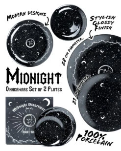Midnight Dinnerware Set Of 2 Porcelain Plates -Rogue & Wolf Shop MidnightDinnerwareSetof2 Infographics 01