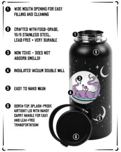 Moonlight Insulated Bottle - 900ml / 32oz -Rogue & Wolf Shop MoonlightBottle InfoBanner 4x5 06b