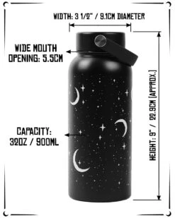 Moonlight Insulated Bottle - 900ml / 32oz -Rogue & Wolf Shop MoonlightBottle InfoBanner 4x5 06c