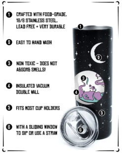 Moonlight Skinny Tumbler - 570ml / 20oz -Rogue & Wolf Shop MoonlightSkinny InfoBanner 4x5 05b