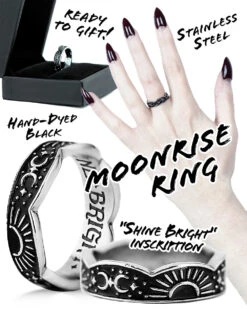 Moonrise Ring In Blackened Steel -Rogue & Wolf Shop MoonriseRing Inforgraphic4x5 01copy