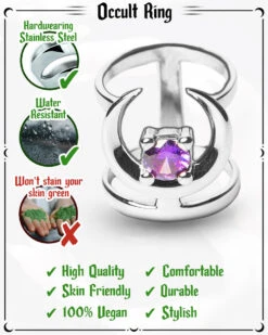 Occult Ring In Mirror Steel -Rogue & Wolf Shop OccultRing Inforgraphic 4x5 06