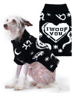 I Woof You Knitted Pet Sweater - Dog Or Cat -Rogue & Wolf Shop PetsObsidian2021 Composites DogsItems 4x5 06