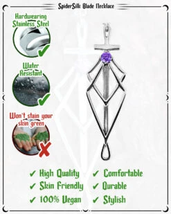 SpiderSilk Necklace In Mirror Steel 16 SpiderSilk Necklace In Mirror Steel -Rogue & Wolf Shop SpiderSilkBladeNecklace Inforgraphic 4x5 06