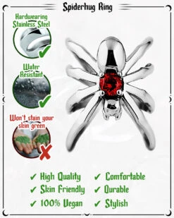 Spiderhug Ring In Mirror Steel -Rogue & Wolf Shop SpiderhugRing Inforgraphic 4x5 06
