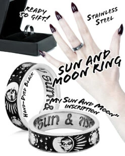 Sun And Moon Ring In Blackened Steel -Rogue & Wolf Shop SunandMoonRing Inforgraphic4x5 01copy