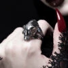 Cat Skull Ring In Mirror Steel