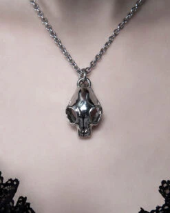 Cat Skull Necklace In Mirror Steel -Rogue & Wolf Shop TLI 0986c