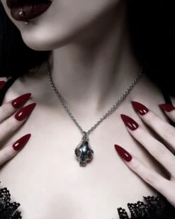 Cat Skull Necklace In Mirror Steel