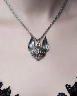 Vampire Bat Necklace In Mirror Steel -Rogue & Wolf Shop TLI 1018a