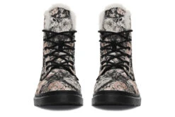 Vintage Peonies Winter Boots -Rogue & Wolf Shop WinterBoots VintagePeoniesWinterBoots 173 55272 Comfyboots Blk STR4 NLB