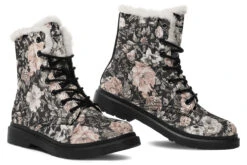 Vintage Peonies Winter Boots -Rogue & Wolf Shop WinterBoots VintagePeoniesWinterBoots 173 55272 Comfyboots Blk STR8 NLB