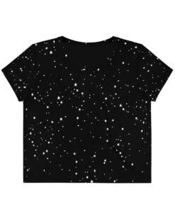 Starry Night Short Sleeve Crop Top -Rogue & Wolf Shop all over print crop tee white front 64a7d40ac0682