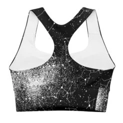 Constellation Longline Sports Bra -Rogue & Wolf Shop all over print longline sports bra white back 65b78aec8139b