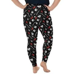 Skulls & Crystals Plus Size Leggings -Rogue & Wolf Shop all over print plus size leggings white back 65966e744a1d0