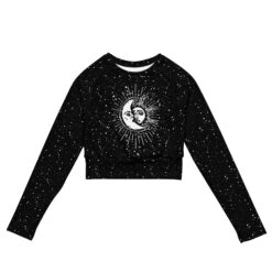 Astral Long Sleeve Crop Top 10 Astral Long Sleeve Crop Top -Rogue & Wolf Shop all over print recycled long sleeve crop top white front 65b7b14953510