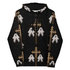 Holy Spirits Unisex Hoodies -Rogue & Wolf Shop all over print recycled unisex hoodie white front 655384f19fe29