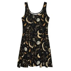 Moonlit Botanica Skater Dress -Rogue & Wolf Shop all over print skater dress white front 65538a4edd64f