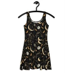 Moonlit Botanica Skater Dress -Rogue & Wolf Shop all over print skater dress white front 65538a4ede1a2