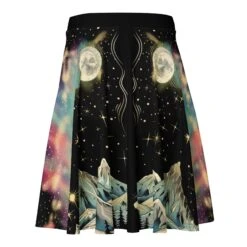 Starlit Wanderer Skater Skirt -Rogue & Wolf Shop all over print skater skirt white back 67fce3d8ada59