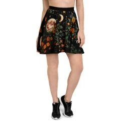 Lunar Meadow Skater Skirt 17 Lunar Meadow Skater Skirt -Rogue & Wolf Shop all over print skater skirt white front 67f6195330f3c