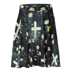 Graveyard Bloom Skater Skirt 13 Graveyard Bloom Skater Skirt -Rogue & Wolf Shop all over print skater skirt white front 67fcddf3411cd