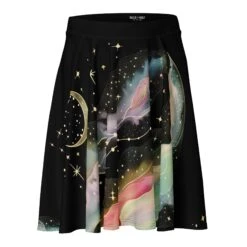 Northern Lights Skater Skirt -Rogue & Wolf Shop all over print skater skirt white front 67fce36d5bbf8